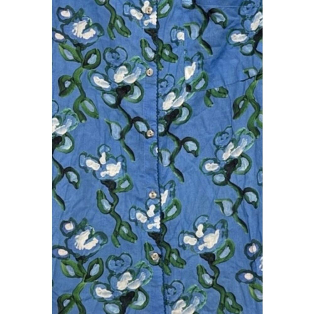 De Loreta Izula Wrap Dress Roco Celeste Blue Floral Long Sleeve Mini Shirtdress - Picture 3 of 6